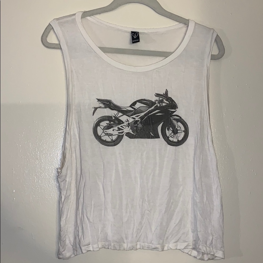 white motorcycle tank top